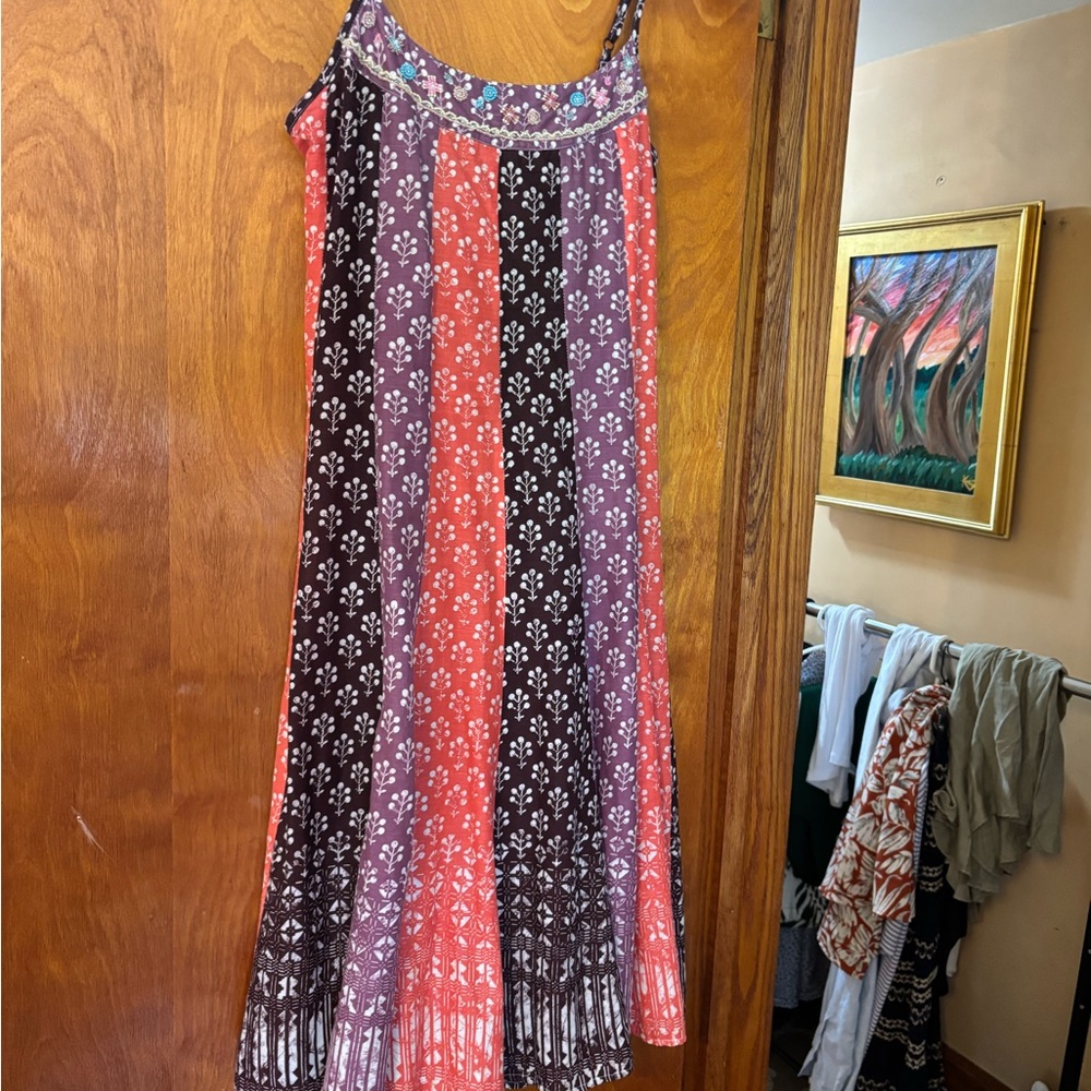 Anthropologie Pink and Black Sleeveless Maxi Dress